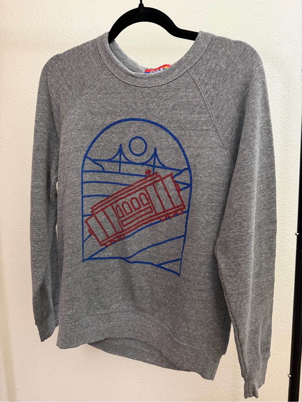 CULK Gray Cable Car Graphic Sweatshirt - Blue & Red Design